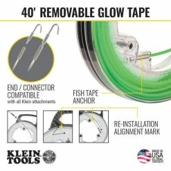 Klein Tools Glow In The Dark Fish Tape, 40-Foot 50660 -Freud Diablo Blades Shop 50660 callout 2