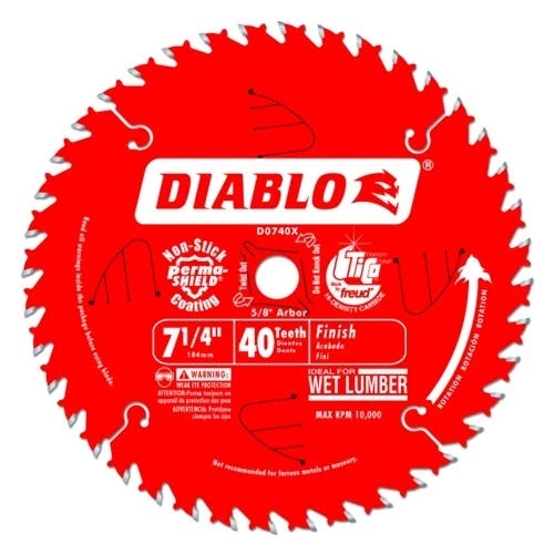 Freud Diablo Blades Freud Diablo 7-1/4" 40 Tooth Finishing Saw Blade D0740A 3 Freud Diablo Blades Freud Diablo 7-1/4" 40 Tooth Finishing Saw Blade D0740A