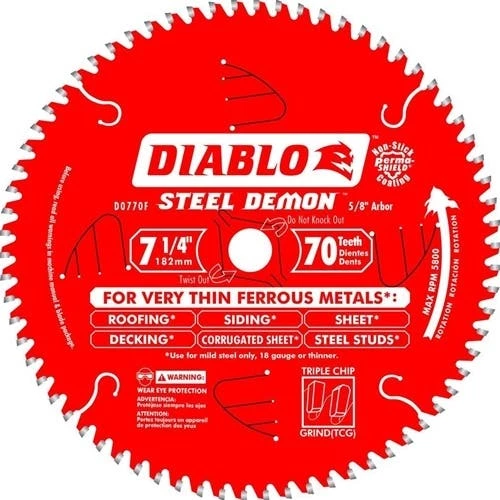 Freud Diablo Blades Freud Diablo 7-1/4" 70 Steel Demon Tooth Ferrous Metal Ultra Fine Saw Blade D0770F 3 Freud Diablo Blades Freud Diablo 7-1/4" 70 Steel Demon Tooth Ferrous Metal Ultra Fine Saw Blade D0770F