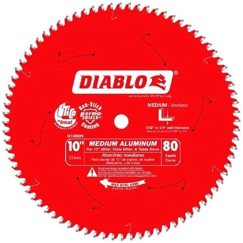 Freud Diablo Blades Freud DIablo 10" 80 Tooth Aluminum Cutting Saw Blade D1080N 3 Freud Diablo Blades Freud DIablo 10" 80 Tooth Aluminum Cutting Saw Blade D1080N