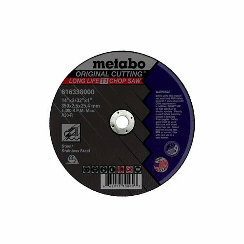 Metabo Tools Metabo Type 1 Original A24N 12" X 1/8" X 1" Cut-Off Wheel 616137000 3 Metabo Tools Metabo Type 1 Original A24N 12" X 1/8" X 1" Cut-Off Wheel 616137000