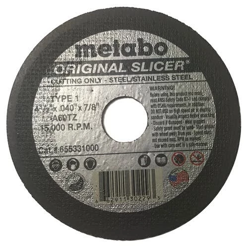 Metabo Tools Metabo Type 1 Original Slicer A60TZ 4-1/2" X .04" X 7/8" Cutting Wheel 655331000 3 Metabo Tools Metabo Type 1 Original Slicer A60TZ 4-1/2" X .04" X 7/8" Cutting Wheel 655331000