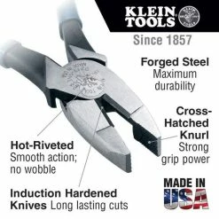 Klein Tools American Legacy Lineman Pliers And Klein-Kurve® Wire Stripper / Cutter 94155 -Freud Diablo Blades Shop side cutting pliers callout